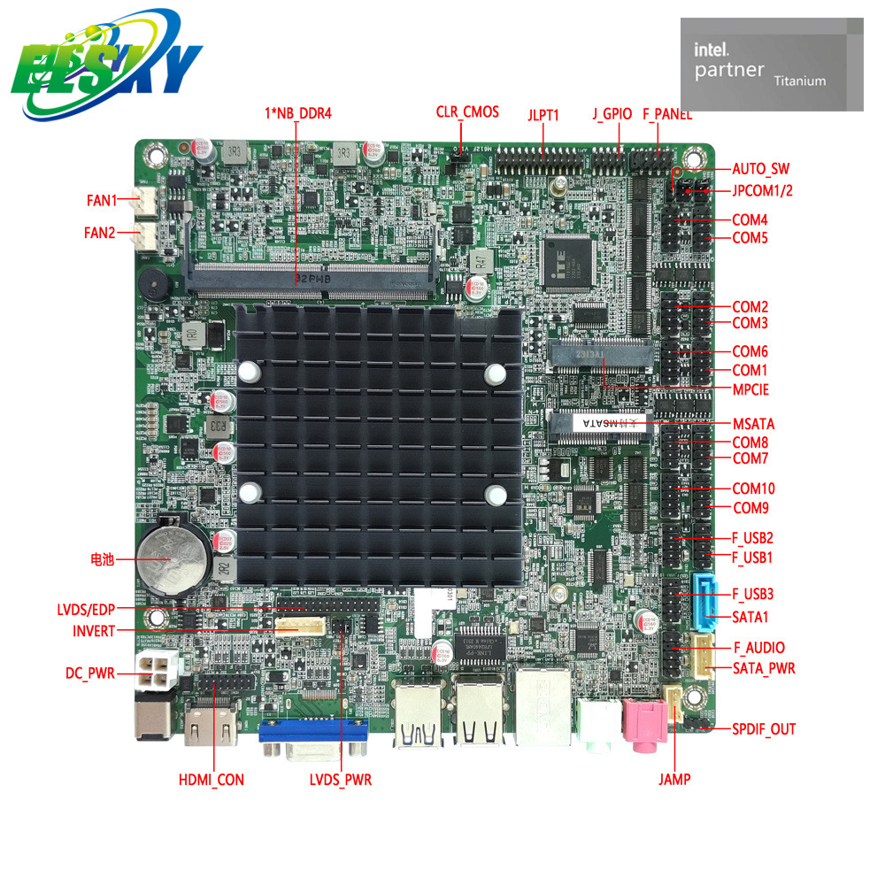 Feature - Rich Fanless Low Power Consumption Motherboard for Business PC, Intelligent Retails and Transportation