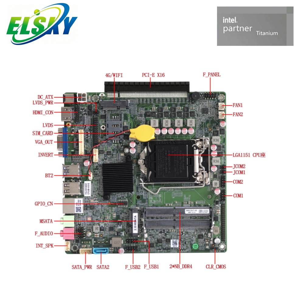 Independent CPU Lga Mini-itx Motherboard 1151 Socket 8th/9th Gen CPU 2*DDR4 M.2 PCIE X16 H310 VGA Desktops 12/19V