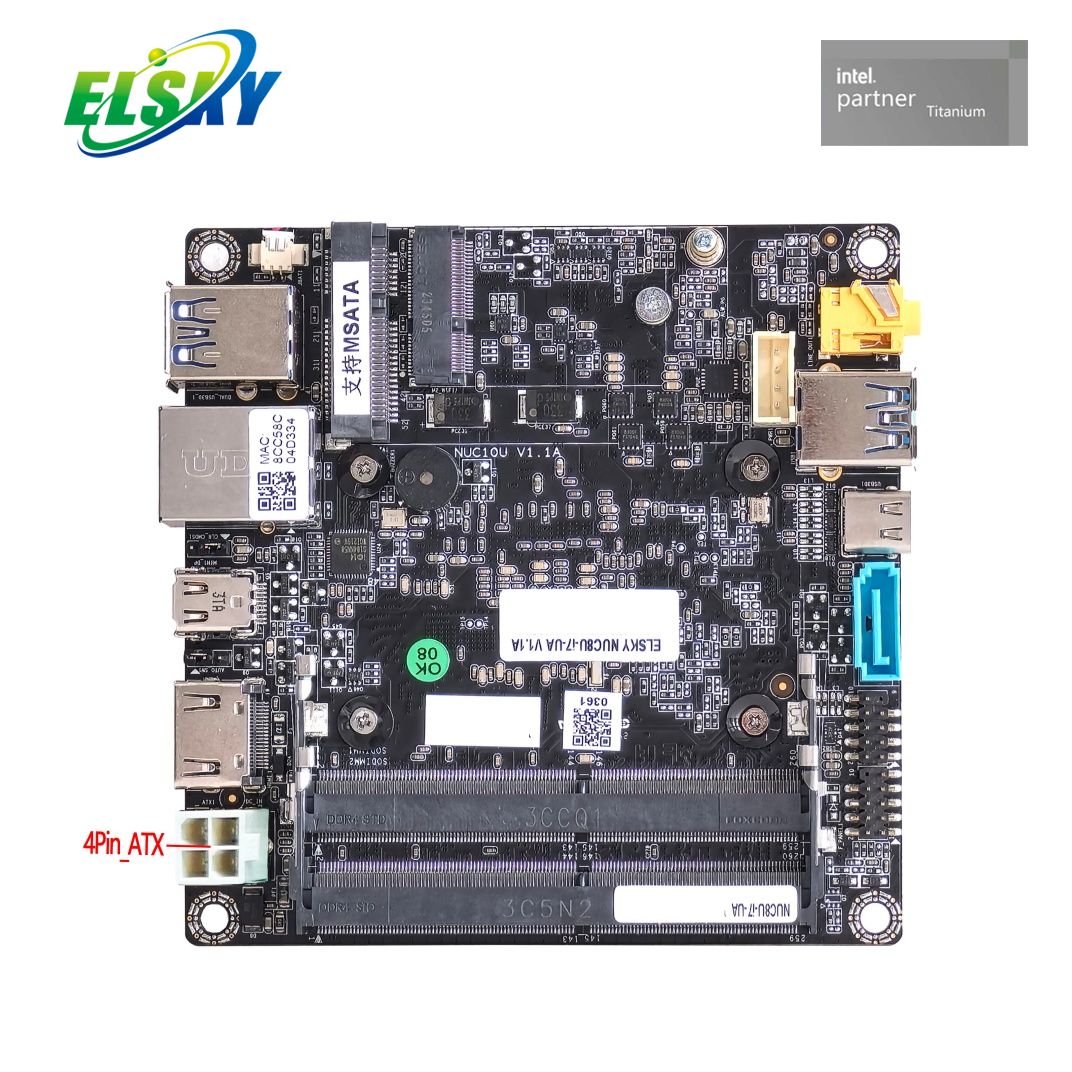  Industrial NUC Board 8th Gen Dual DDR4 Max 64GB HDMI Mini-DP MSATA Type-C