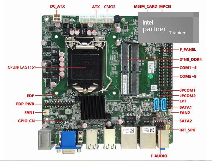 Intel Motherboard with Intel CPU LGA 1151 6th/7th/8th/9th I3 I5 I7 2*RJ45-LAN 12*COM Ports DDR4 64GB