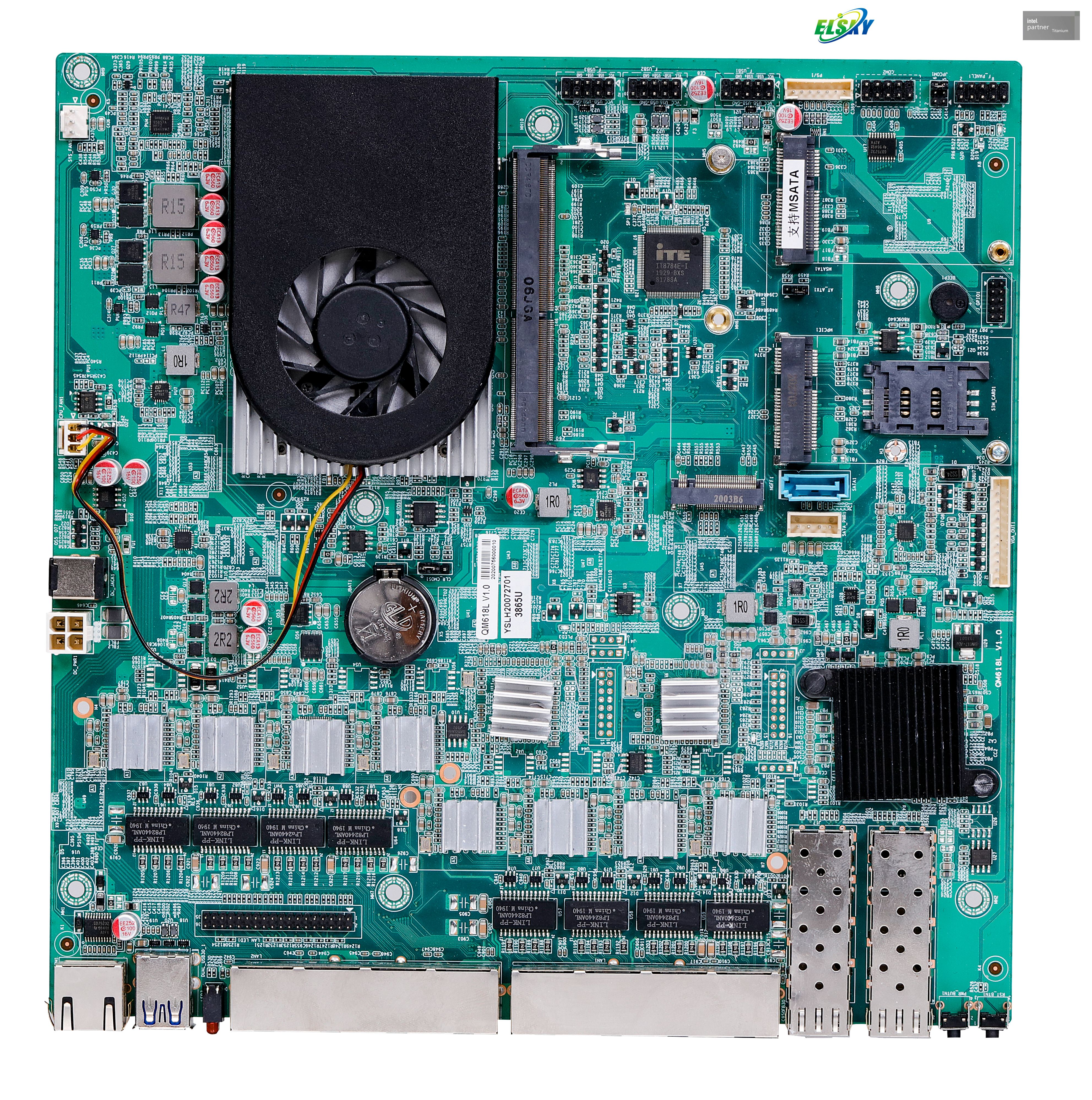 Intel 6/7세대 CPU I3-6100U/7100U I5-6200U/7200U I7-6500U/7500U를 탑재한 광섬유 LAN 8*RJ45-LAN을 탑재한 마더보드