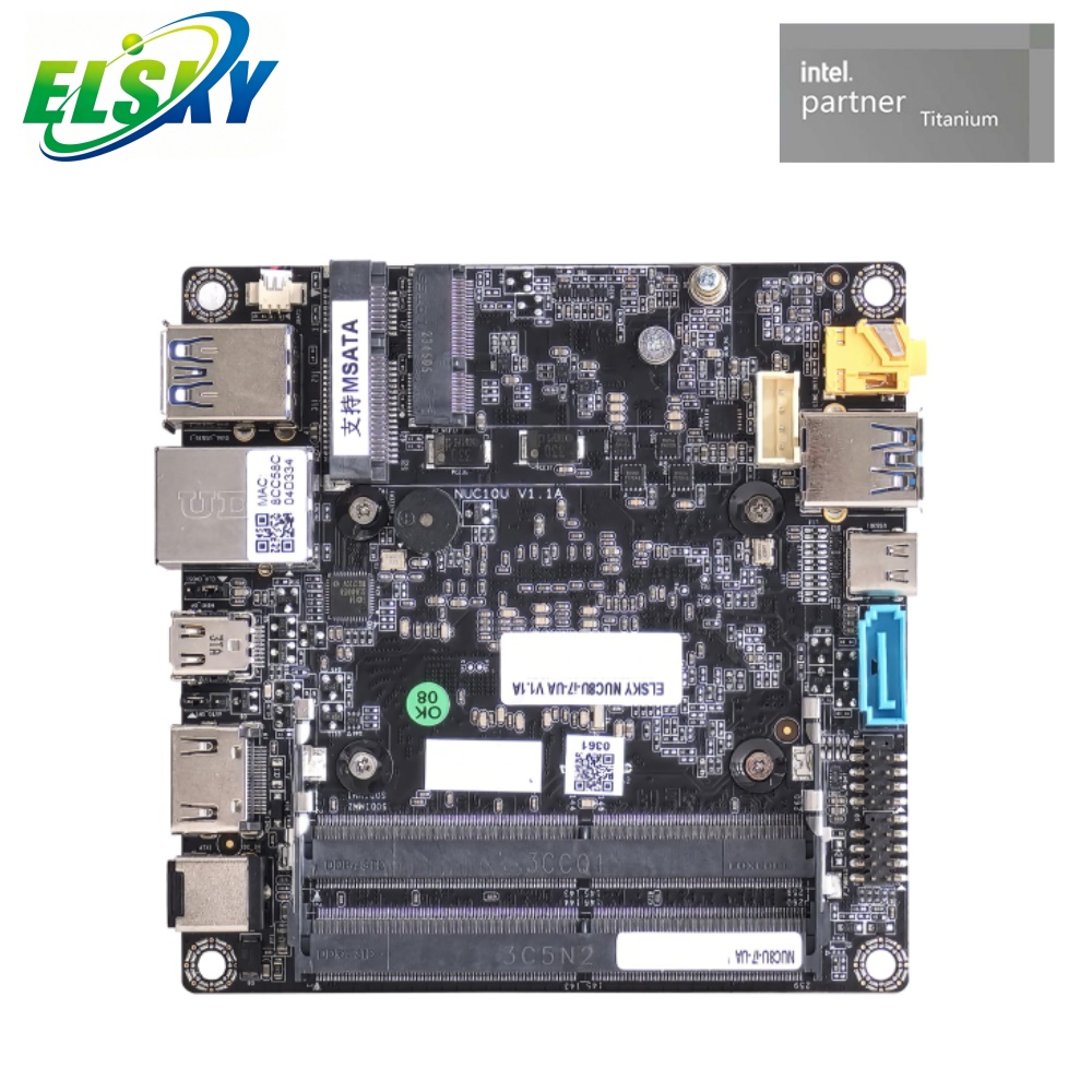 100&times;100mm NUC Industrial Mini Motherboard with 8th/10th Gen Intel U Series CPU, Multi Display & SATA Storage